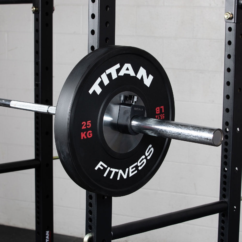 Titan Fitness 25 KG Black Elite Olympic Bumper Plates, Sold Individually, Competition Weight Plates, Rubber With Steel Insert