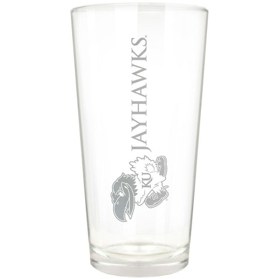 Kansas Jayhawks Etched 16oz. Vertical Rally Cry Pint Glass