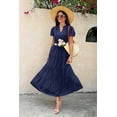 thumbnail image 3 of NAYTOAO Womens Midi Dress Summer Casual A Line Maxi Shirt Dresses Spring Short Sleeve Button Front V Neck Pockets Work Dress, 3 of 8