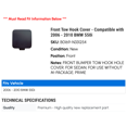 thumbnail image 2 of Front Tow Hook Cover - Compatible with 2006 - 2010 BMW 550i 2007 2008 2009, 2 of 2