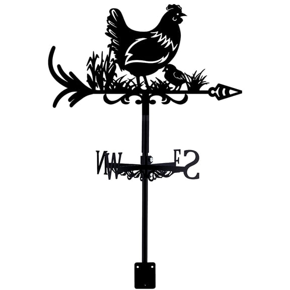 Hen Weather Vane Chicken Wind Vanes for Yard Animals Metal Weathervane Roof Mount for Gardens Outside Black Weathervanes Farmhouse Farm Barn