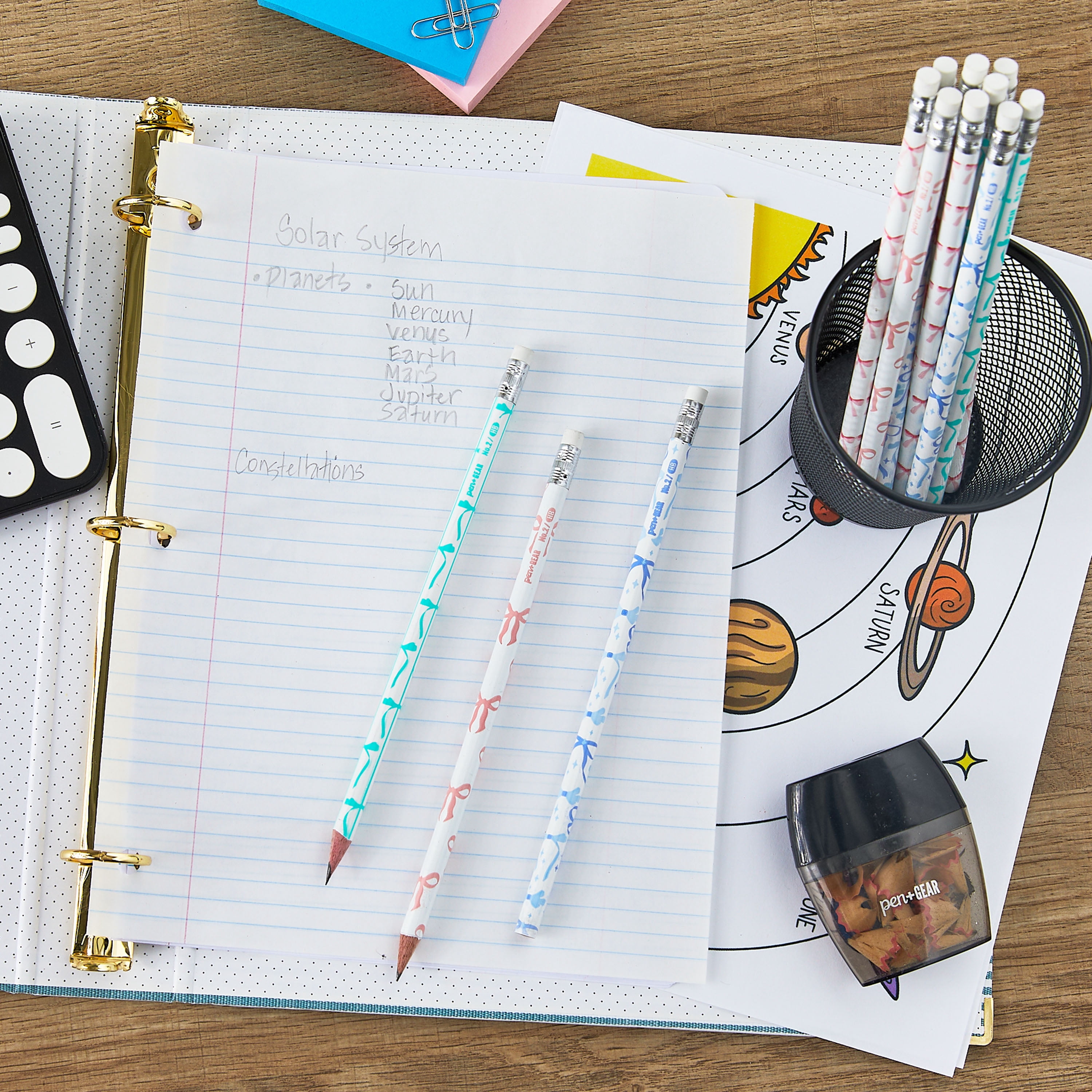 Pen+Gear #2 HB Unsharpened Pencils, 12 Count – Multicolor Bow Designs, Fun for School & Crafts