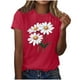 thumbnail image 1 of Camisas de Manga Corta para las Mujeres Moda Casual Impresión Cuello Redondo Suéter Tee Blusas, 1 of 3