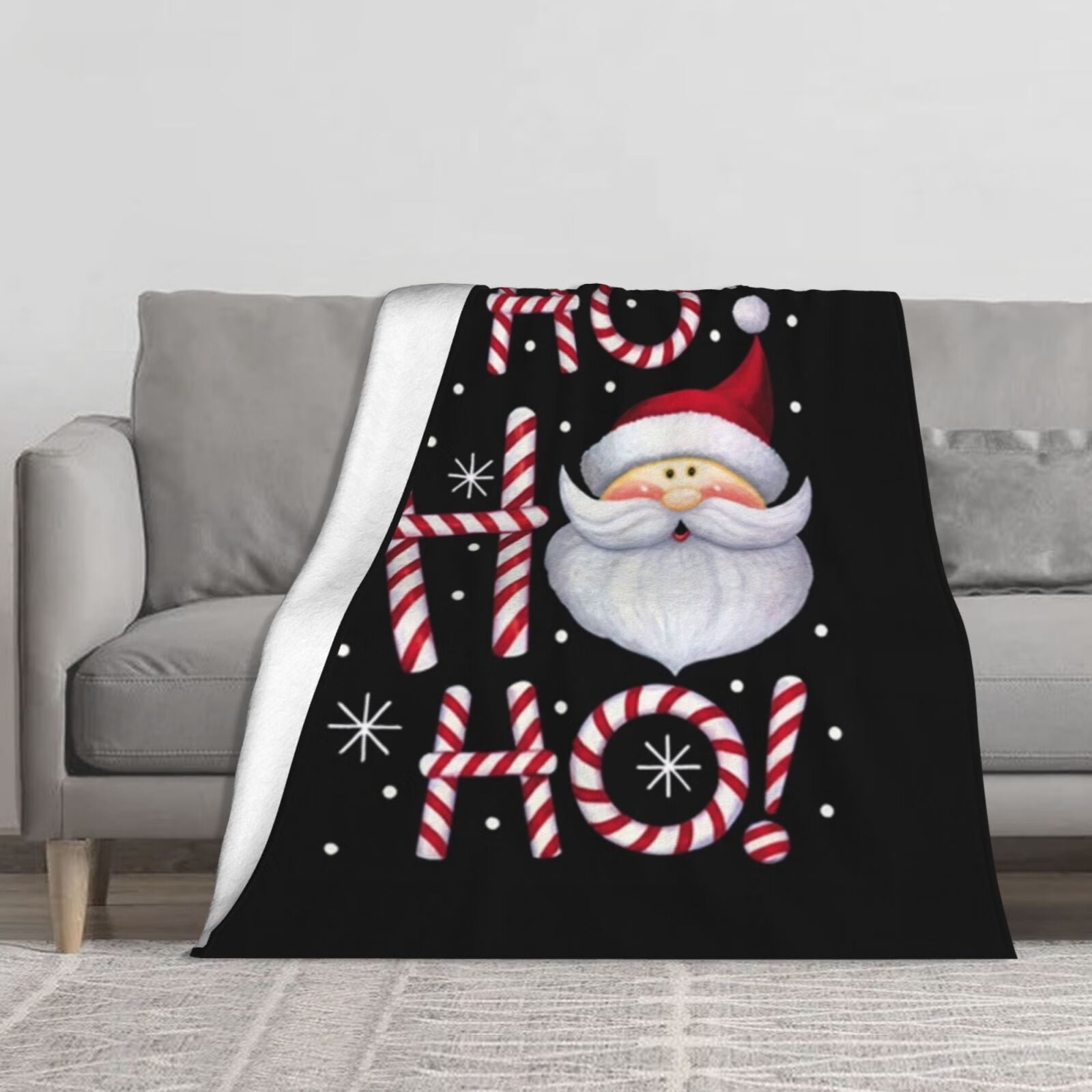 JOOCAR Funny Santa Claus Ho Christmas Blanket Holiday Red Christmas Blankets Cozy Soft Warm