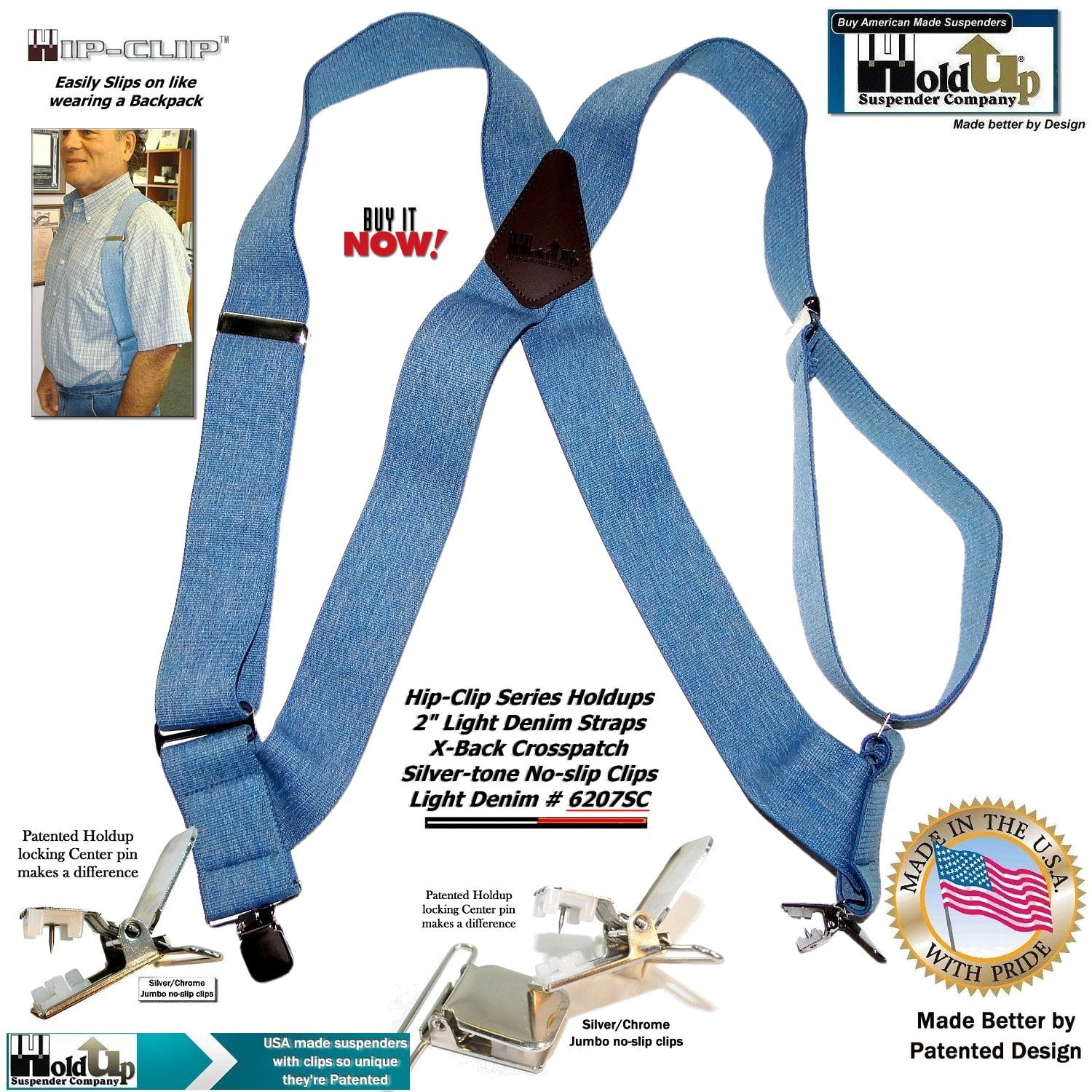 Holdup Suspender Company Inc Holdup Brand Light Blue Denim Trucker