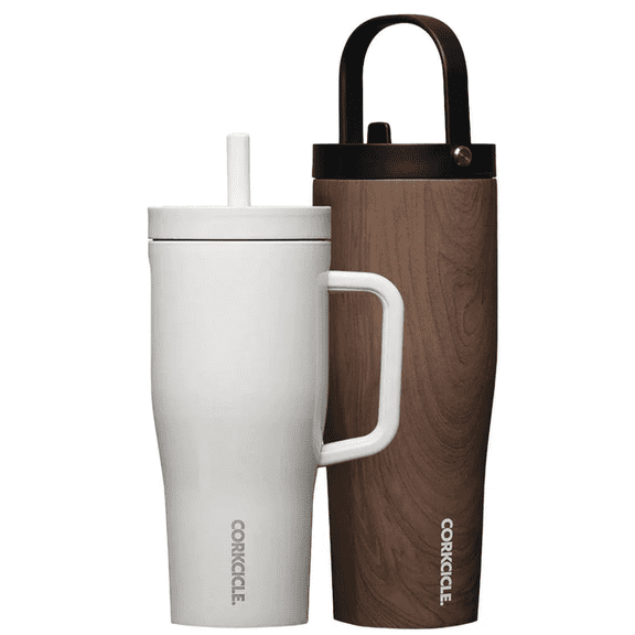 Corkcicle Leakproof Hydration Set, 2-Pack Go Cup XL (30oz) and Cruiser (22oz) Insulated Tumblers with Straws