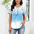 thumbnail image 4 of CALAFEBILA Women Blouses and Tops Fashion Casual Summer Floral Print Button Womens Blouse Short Sleeve V Neck T-shirts, 4 of 8