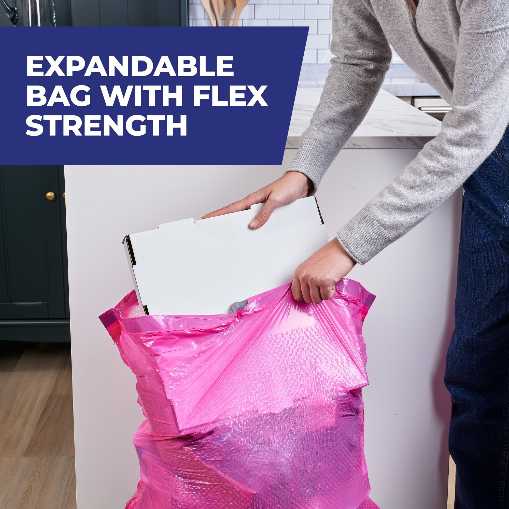 (6 pack) Hefty Ultra Strong 13 Gallon Trash Bags, Tall Kitchen Trash Bags, Pink, Fabuloso Watermelon Scent, 40 Bags