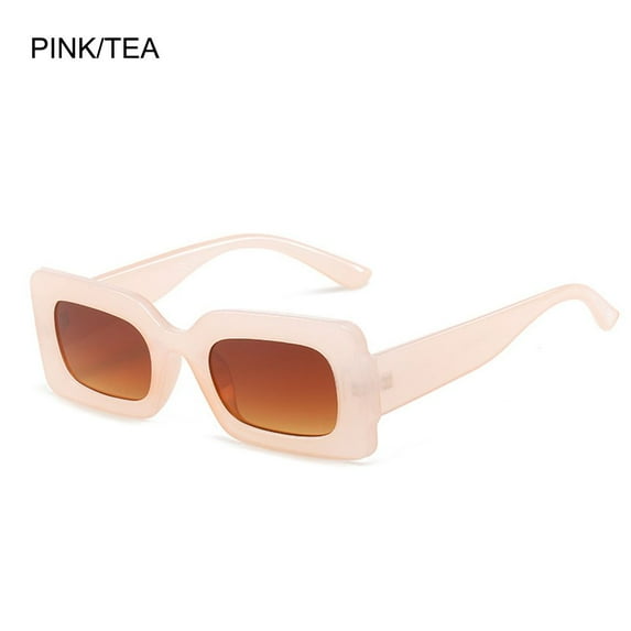 Trendy Square Frame Eyewear UV400 Protection Sunglasses for Women Rectangle Sunglasses Ladies Eyewear Female Shades PINK/TEA