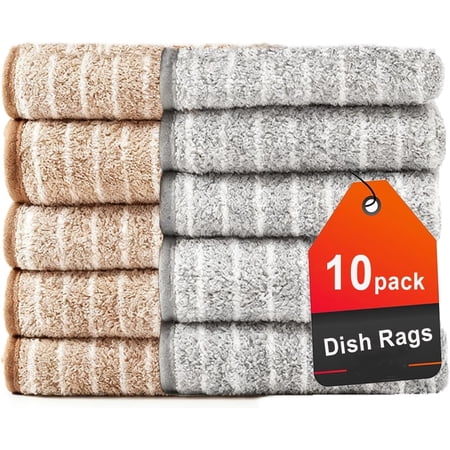 KKFEN-Dish Towels 100% Microfiber Super Absorbent & Quick Dry Kitchen Towels Kitchen Rags for Washing Drying Dishes Set of 10