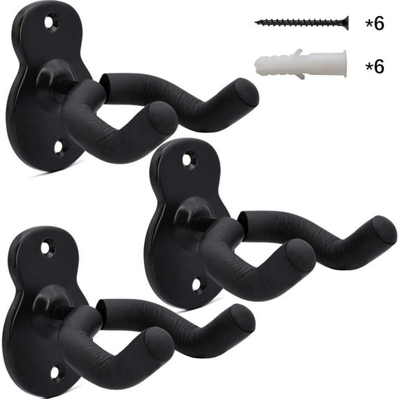 Guitar Wall Mount Hangers 3 Pack,Guitar Style Wall Holders Hooks Stands for Acoustic Electric Bass Classical Ukulele Guitars