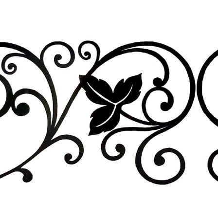 Dundee Deco Peel and Stick Self Adhesive Wallpaper Border Roll - Damask Black Vines, Scrolls, 33 ft X 4 in