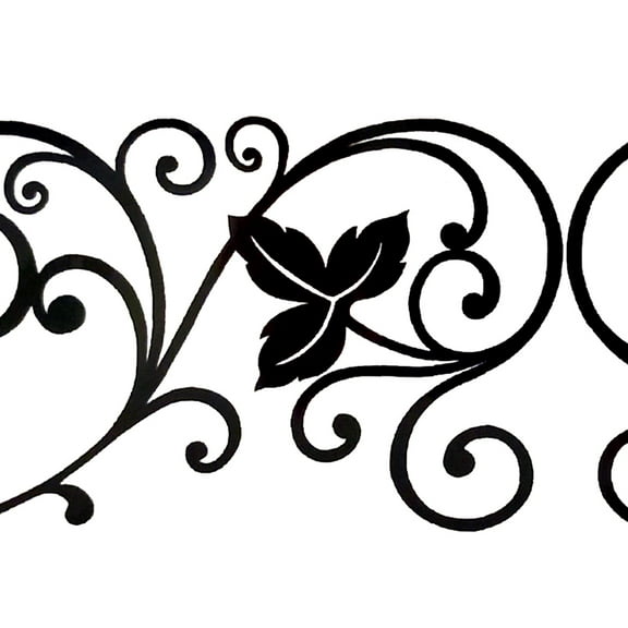 Dundee Deco Peel and Stick Self Adhesive Wallpaper Border Roll - Damask Black Vines, Scrolls, 33 ft X 4 in