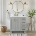 thumbnail image 2 of Ariel Taylor 36 In. Left Offset Rectangle Sink Bathroom Vanity With Carrara White Quartz Countertop 1.5 Edge In Grey, 2 of 11