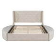 thumbnail image 3 of Queen Size Storage Velvet Bed Frame, Upholstered Platform Bed with Wingback Headboard and 1 Big Drawer,2 Side Storage Stool, No Box Spring Required, 3 of 7