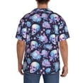 thumbnail image 3 of Pofeuu flower Skull in starry sky Print Mens Casual Short Sleeve Shirts Beach Summer Spread Collar Pocket Tops Men's Casual Short-sleeved Shirt-Large, 3 of 5