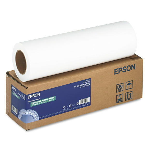 Epson Enhanced Photo Paper Roll, 3" Core, 17" x 100 ft, Matte Bright White -EPSS041725