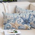 thumbnail image 2 of Blue Starfish Coastal Throw Pillow Covers, Eucalyptus Summer Nautical Shell Vintage Soft Breathable Pillow Cases with Invisible Zipper, Small Pillowcases for Couch Bed Sofa Chair 16x24 Inches, 2 of 9