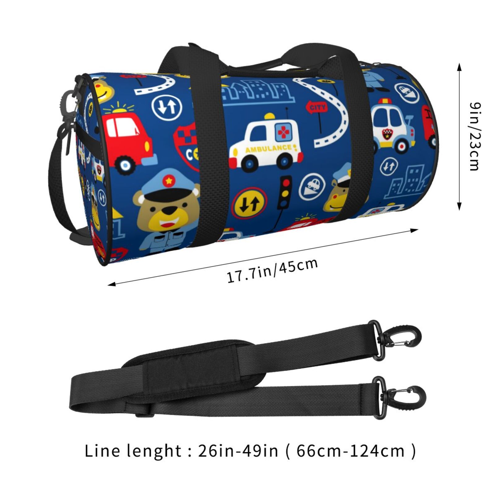 Vsdgher Animals Rescue Team 45L Foldable Duffel Bag, Sports Gym Bag,Overnight Bag, Portable Weekender Bag for Airplanes