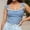 Blue, variant on Gingham Lace Trim Tank Top for All Seasons Featuring Square Neck and Spaghetti Straps Versatile Cropped Style for Everyday and Going Out Blue S