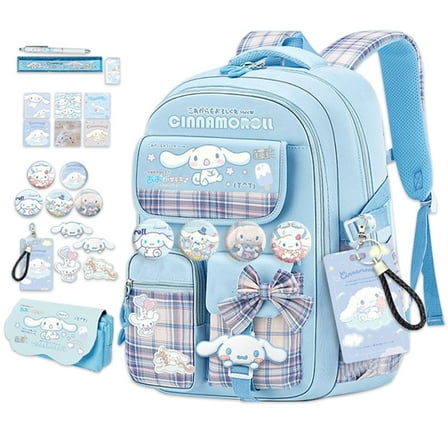 Roffatide Cinnamoroll Kawaii Backpack with 21-Piece Accessories, Blue