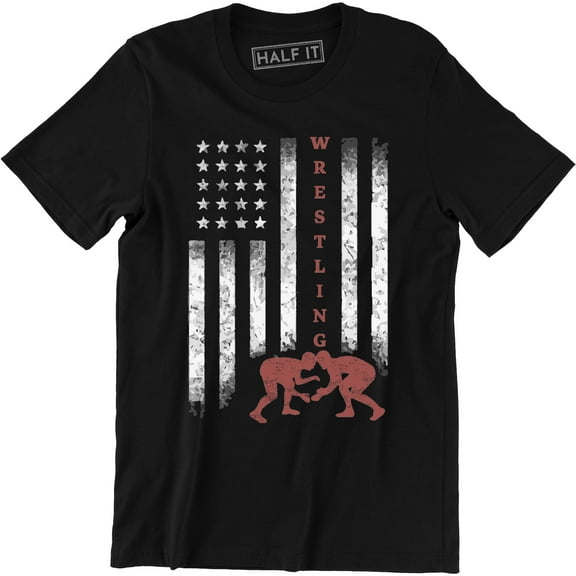 American USA Flag Wrestling Sports Fight Men's Game Victory Casual T-Shirt