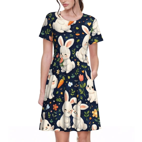 Bunny Dresses Short Sleeve Nightdresses for Women