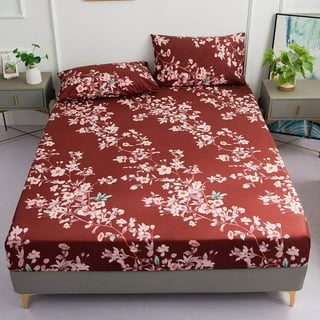 Cotton percale Fitted Sheet, Floral Moss, 90x200cm - (Final Sale