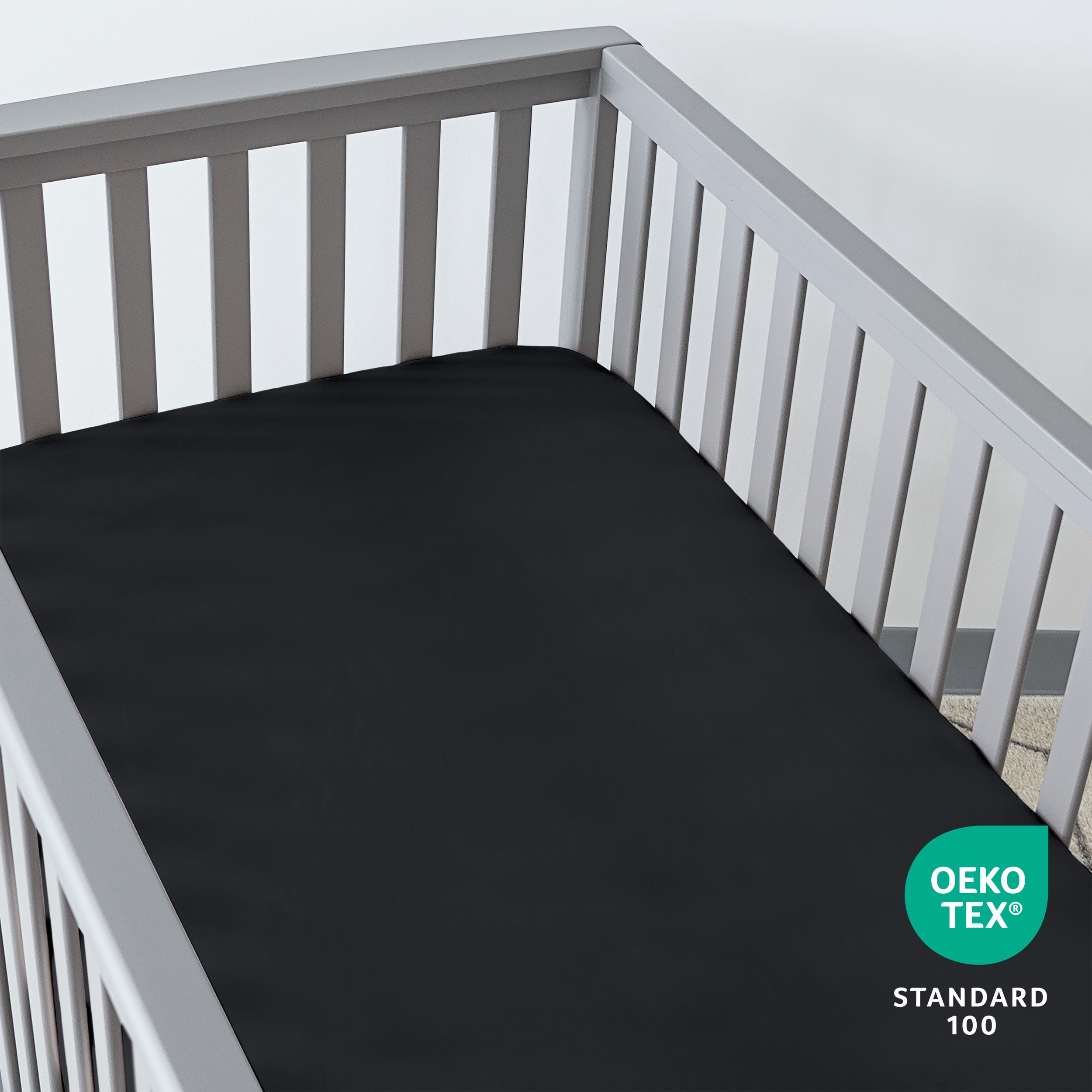 Bare Home 2 Pack Fitted Sheets - Premium 1800 Collection - Ultra Soft - Crib, Black/White
