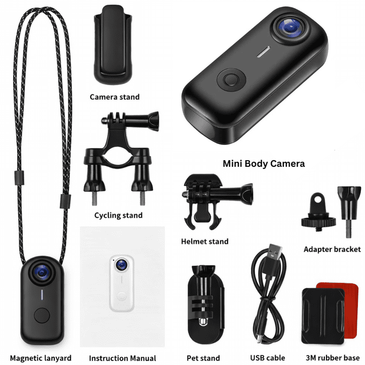 Acuvar 64GB FHD 1080P Mini Body Camera, Wearable Thumb-Size Action Cam, Hands-Free Body Worn Recorder for Work, Travel & Pet Walking (Black)