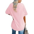 thumbnail image 2 of Anbech Shoulder Drop Shirt for Women Oversized Tshirt O Neck Casual Solid Loose Fit Short Sleeve Top, 2 of 3
