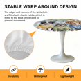thumbnail image 2 of Elastic Fitted Round Tablecloth, Spring Dog Waterproof Stretch Table Cover for 55"-60" Tables, Sunflower Daisy Botanical Blue Plaid Washable Outdoor Tablecloths for Patio, Picnic, Camping, 2 of 9