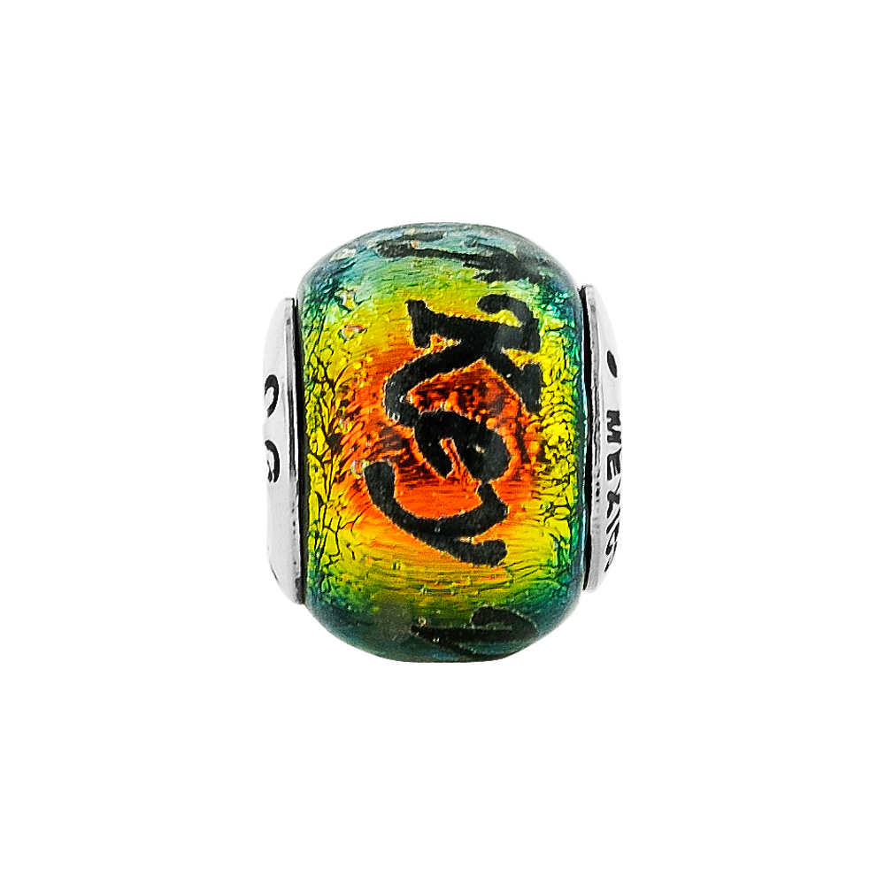 Key West Orange Dichroic Glass Bead .925 Sterling Silver Reflection Beads