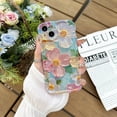 thumbnail image 4 of for iPhone 11 Case for Women, Cute Curly Wave Frame Shape, Colorful Retro Oil Painting Flower Laser Beam Glossy Pattern, Compatible with iPhone Case (iPhone 11, Blue), 4 of 9