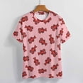 thumbnail image 3 of Lobster Print Pink Women's Short Sleeve Tops Casual Blouses T Shirt, 3 of 6