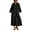 Black, variant on CIENVNSTG Dresses For Women Lapel V Neck Pleated Linen Midi Shirt Dress 3/4 Bell Sleeve Loose A Line Dress with Pockets Black L