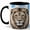 Black, variant on White Lion Coffee Mug, Blue Eye Wildlife Mug, Ceramic 11 oz