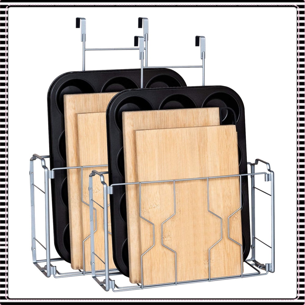 2Pack Metal Over the Door Organizer WallMount Cutting Board