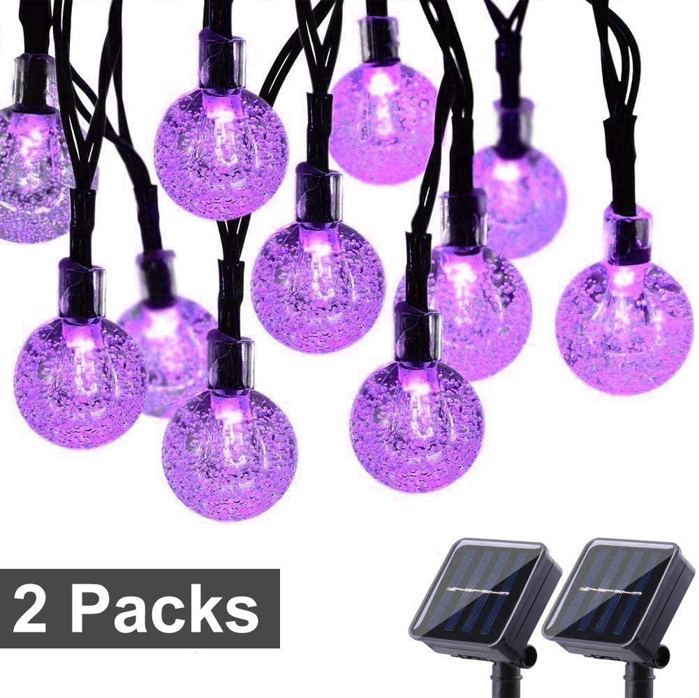 29.5ft 50 LED Solar Patio Lights with 8 Lighting Modes Party Toodour 2 Pack Solar Globe String Lights Lawn Garden Decorations Waterproof Crystal Ball String Lights for Patio Wedding White
