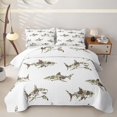 thumbnail image 2 of Feelyou Woodland Camo Shark Quilt Full for Men Boys, Green Brown Camouflage Full Bedspread Sets, 3 Pieces, 2 of 7