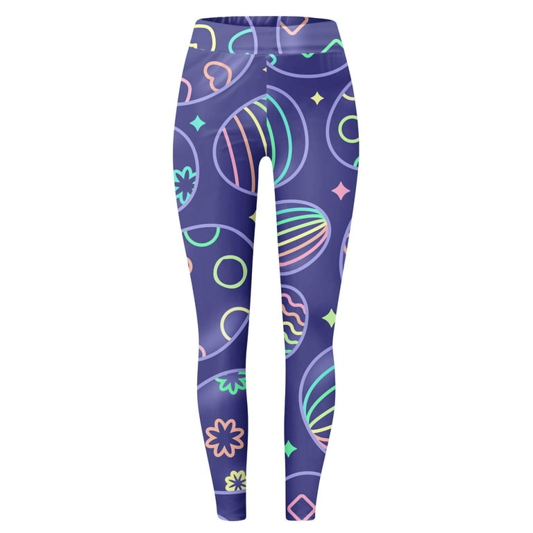 UoCefik Easter Leggings for Women Workout Easter Rabbit Eggs Bunny Leggings  High Waisted Gym Easter Day Printed Tights Stretchy Tummy Control Yoga Pant  Royal Blue 3XL 
