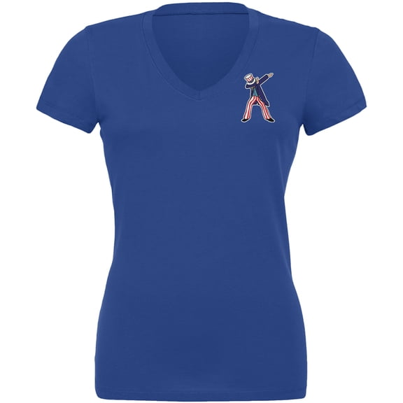 4th of July Dabbing Uncle Sam Women's Juniors V-Neck T Shirt