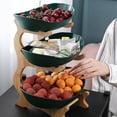 thumbnail image 5 of Durable 3 Tier Fruit Basket Serving Tray With Handle Wood Stable For Kitchen Party, 5 of 5