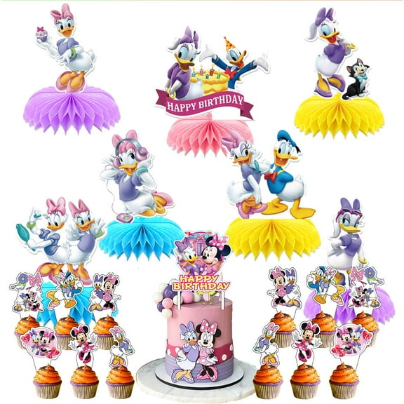 Daisy Duck Party Decor Supplies Honeycomb Centerpieces Table Toppers Cake Toppers Decorations for Birthday