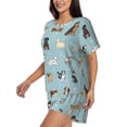 thumbnail image 2 of Daiia Dog Pets Pattern Womens Pajama Sets Short Sleeve Pajamas for Women Sets Soft Lounge Sets Casual Round Neck Sleepwear PJS-Large, 2 of 7