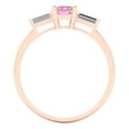 thumbnail image 4 of 0.8 ct Emerald Cut Simulated Pink Diamond Three-Stone Engagement Ring for Women in 18K Rose Gold, 4 of 5