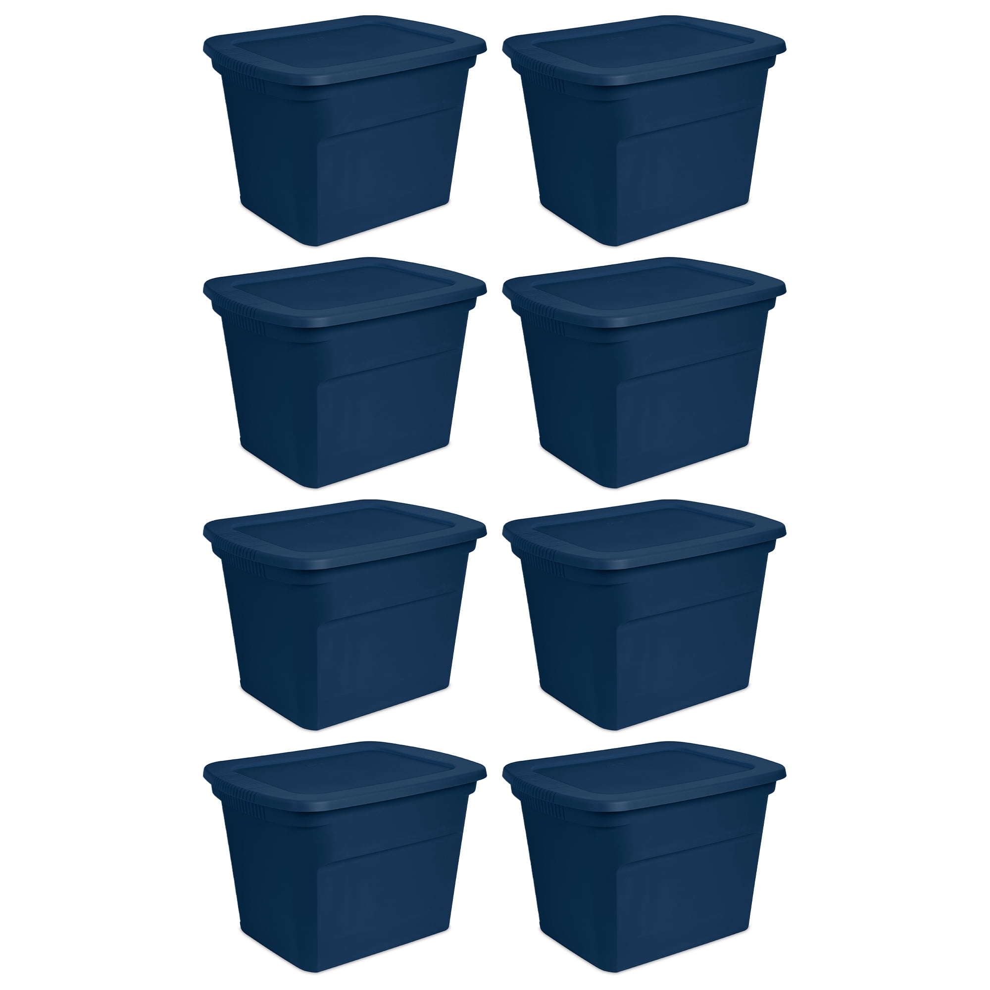 Sterilite Lidded Stackable 18 Gallon Storage Tote Container, Blue, 8