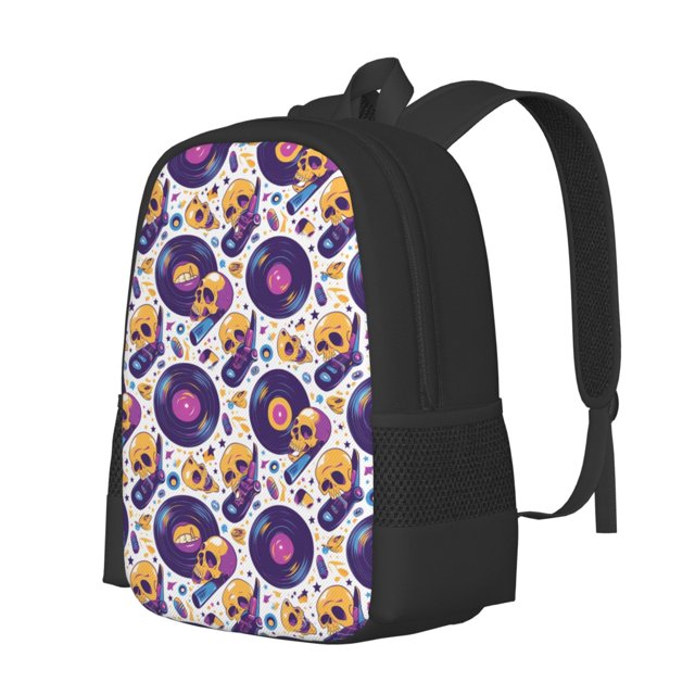 Fotbe record rock Skull star Mochila para Hombre y Mujer - Tela Oxford 600D Resistente - Mochila Impermeable de Gran Capacidad para Escuela, Viajes y Senderismo