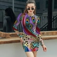 thumbnail image 6 of Peacock Feathers Leopard Print Swirl Art Women's Long Sleeve Bodycon Dress Soft Stretchy For Everyday Wear And Special Occasions, 6 of 6