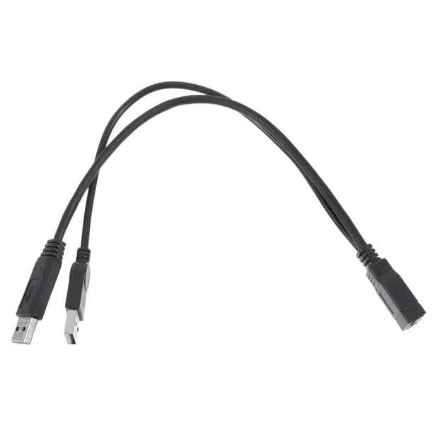 COSMOBETTY Cable Extensión USB Y Splitter Negro Con Doble Conector Macho Para Alimentación Y Datos Confiables